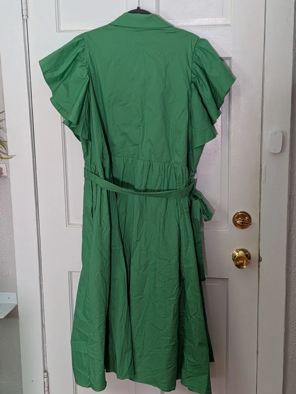 Jason Wu Woman Green Flutter Sleeve Midi Shirt Dress Belted 2X - Picture 7 of 8